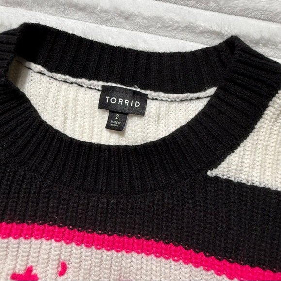 Torrid size 2 Striped Sweater with 'Je t'aime' Embroidery - Picture 3 of 11